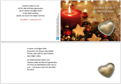 Weihnachtskärtchen mit Schoggi-Herz - Ein Herz für dich