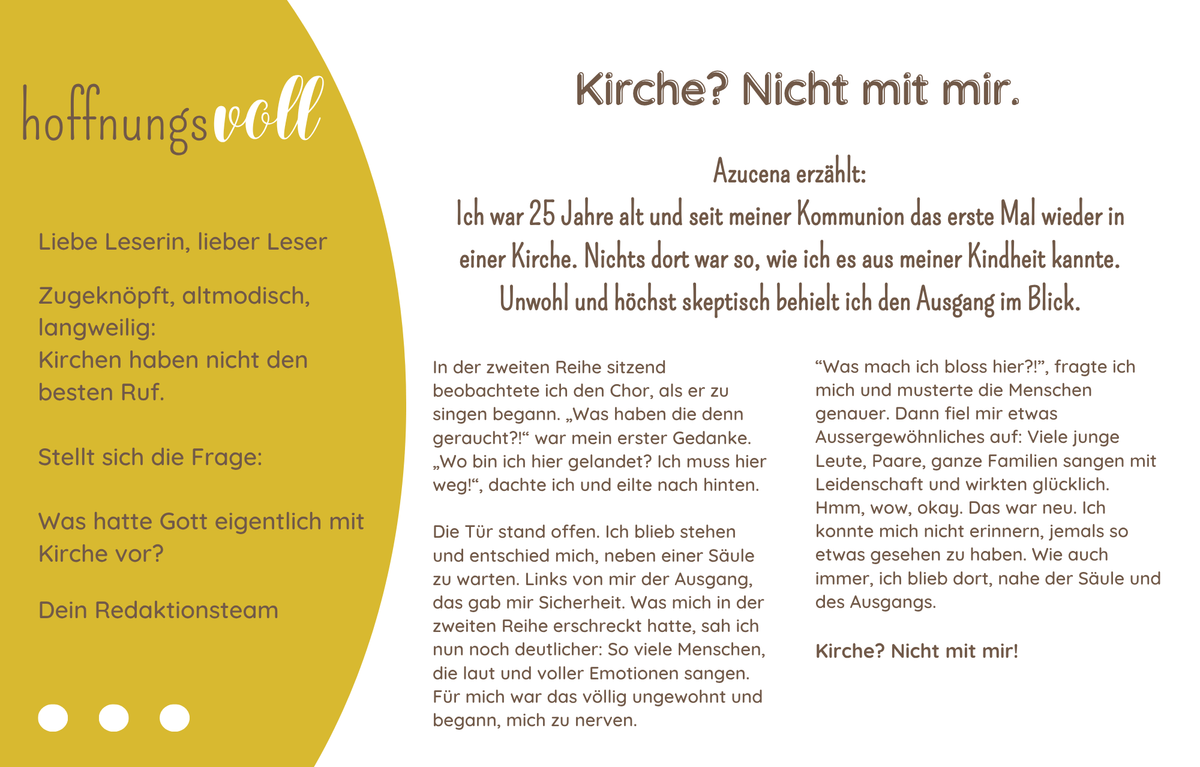 Broschüre "hoffnungsvoll" - Warum Kirche?