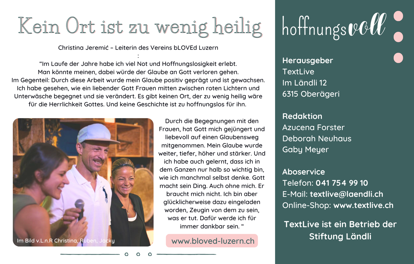 Broschüre "hoffnungsvoll" - Jacky, gehen wir auf den Strassenstrich?