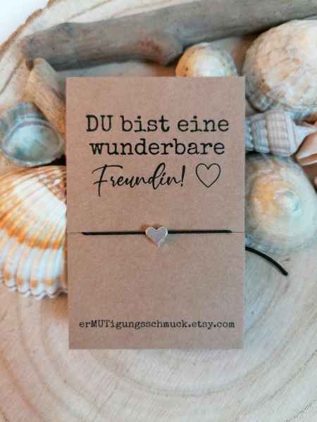 Schmuck: Armband mit Herz - Du bist eine wunderbare Freundin - versilbert