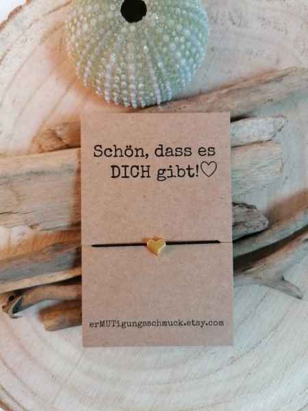 Armband mit Herz - Echtgold - Schön, dass es DICH gibt