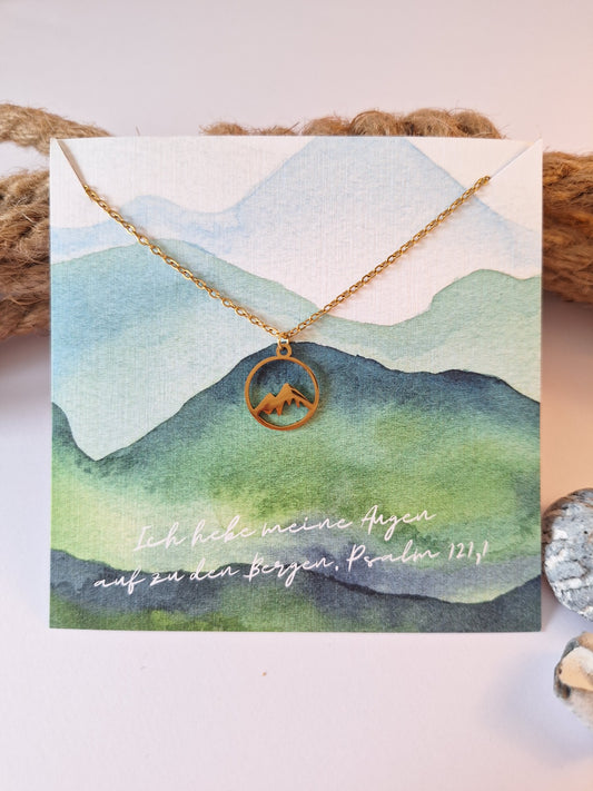 Schmuck: Halskette mit Karte - Berge gold