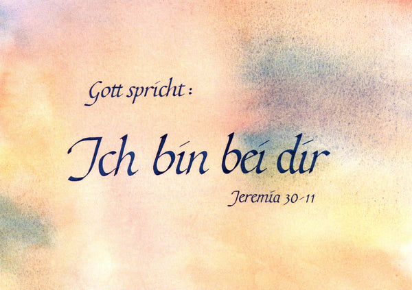 Aquarell-Postkarte Jeremia 30.11 - gezeichnet von Sr. Vreni Bodmer