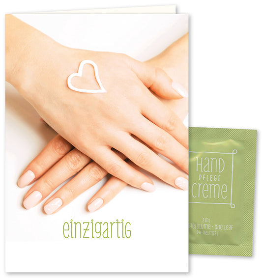 Karte "einzigartig" mit Handcreme