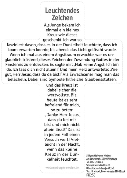 Stanzkarte Leuchtkreuz A6 - Fürchte dich nicht!