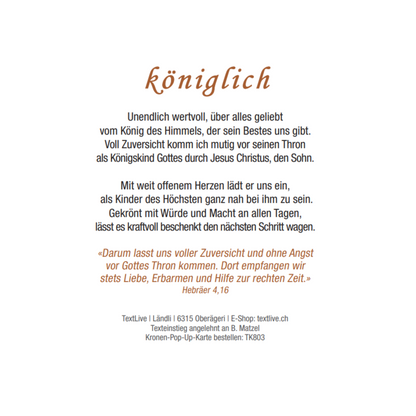 3D-Pop-Up Karte 'königlich'