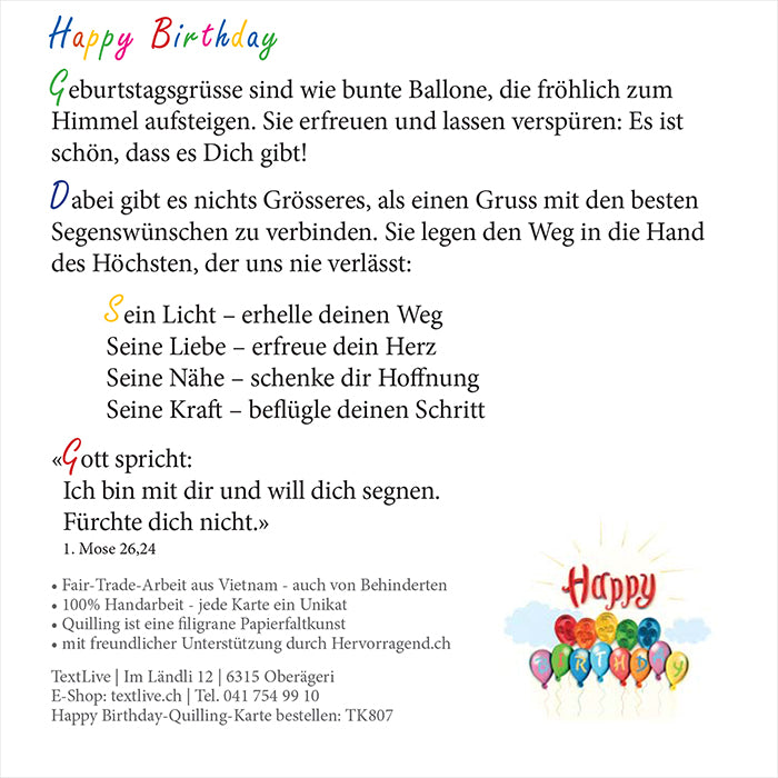 Quilling-Karte - 'Happy Birthday'