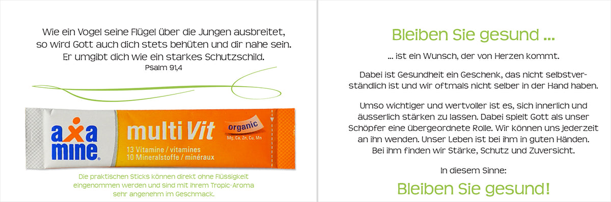 Kärtchen 'Bleiben Sie gesund'