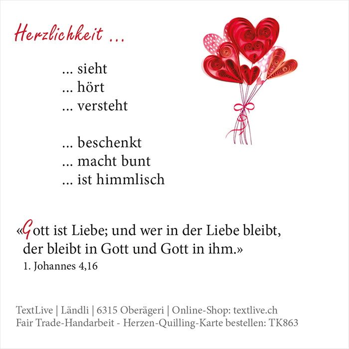 Quilling-Karte - 'Herzlichkeit …'