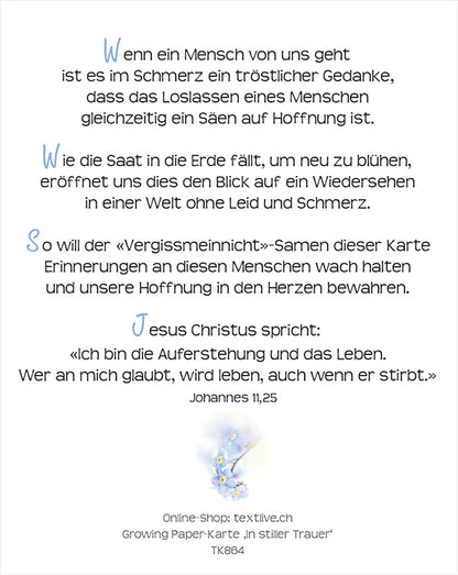 Growing Paper-Card 'In stiller Trauer'
